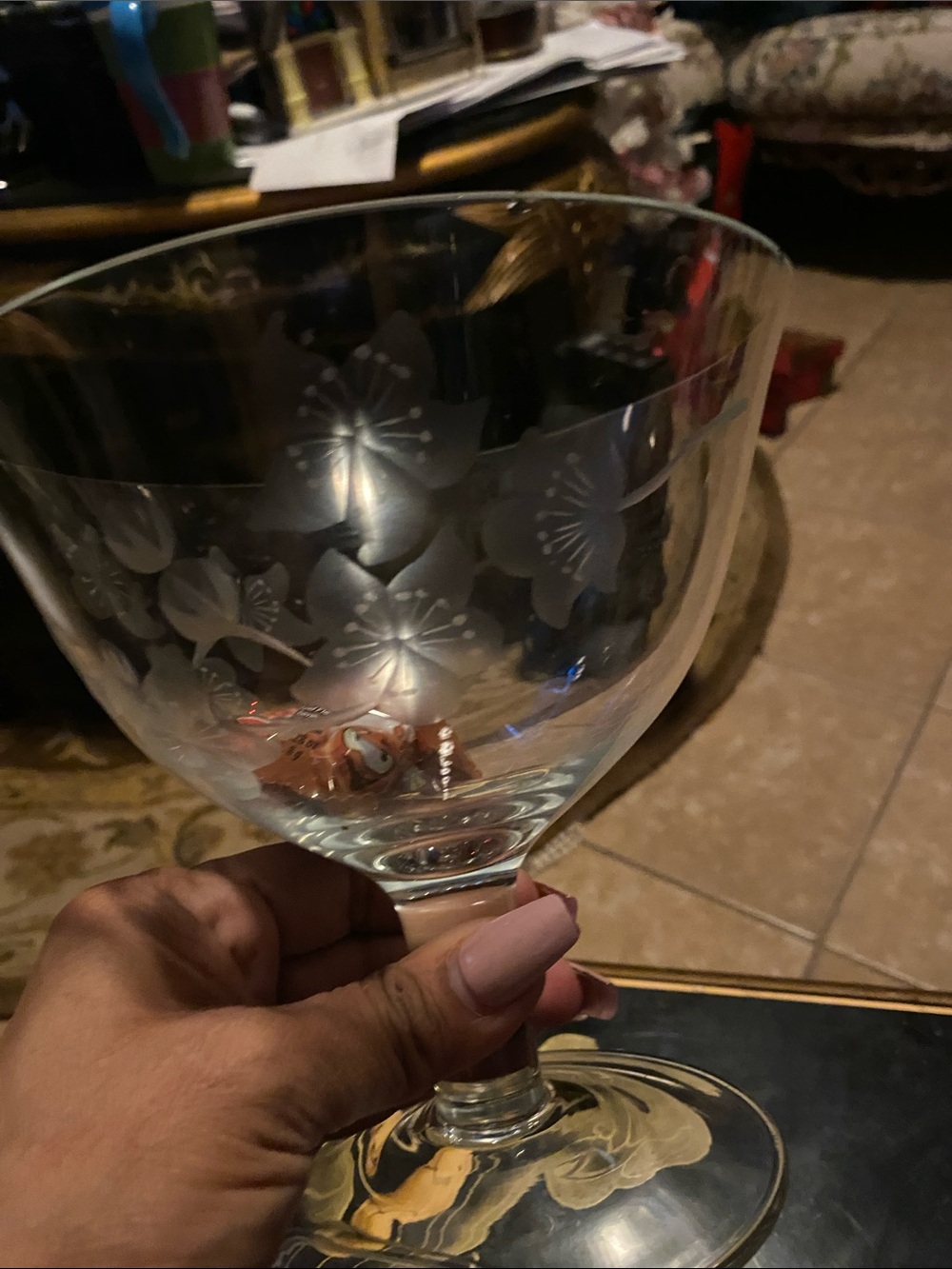 Vintage Etched Glass Covered Compote Candy Dish - Clear - Picture 7 of 13
